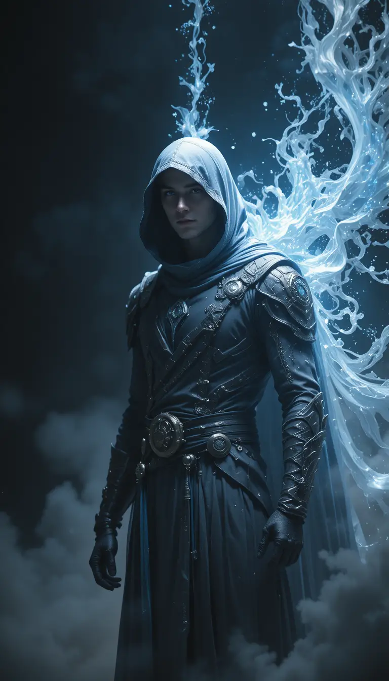 Hooded young man divided between darkness and reality
