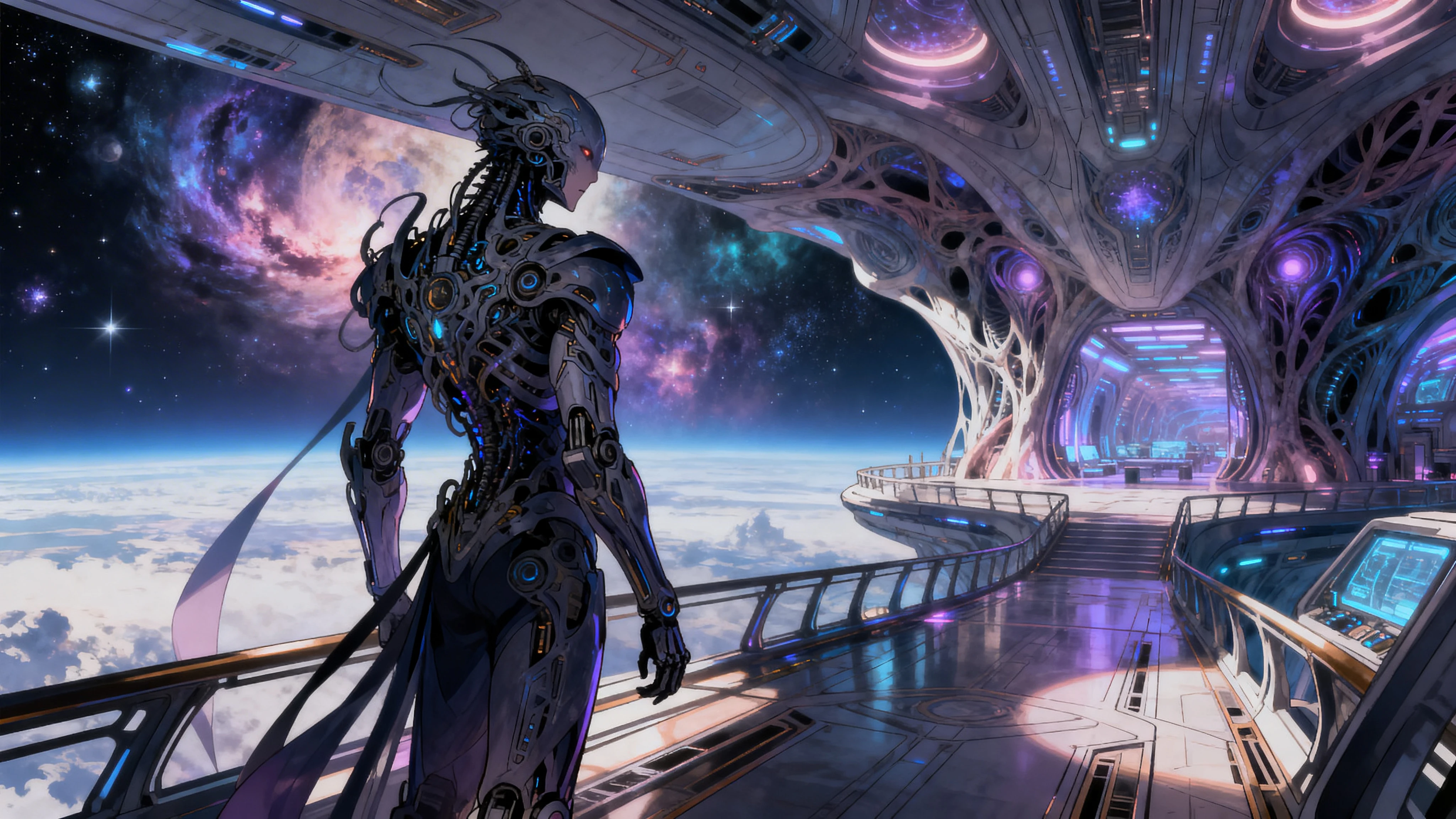 Général seigneur cosmique sur la passerelle d’un vaisseau spatial alien