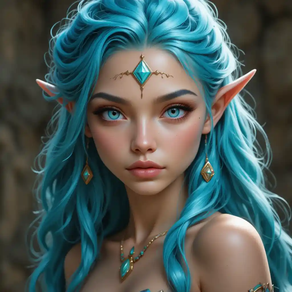 Turquoise eyed mermaid princess in a fantasy underwater world