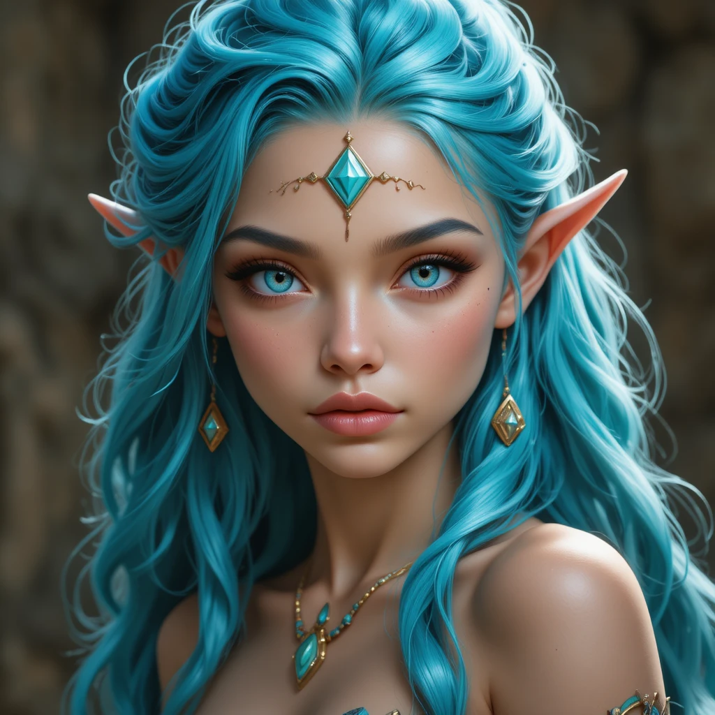 Princesse sirène aux yeux turquoise dans un monde sous-marin fantastique