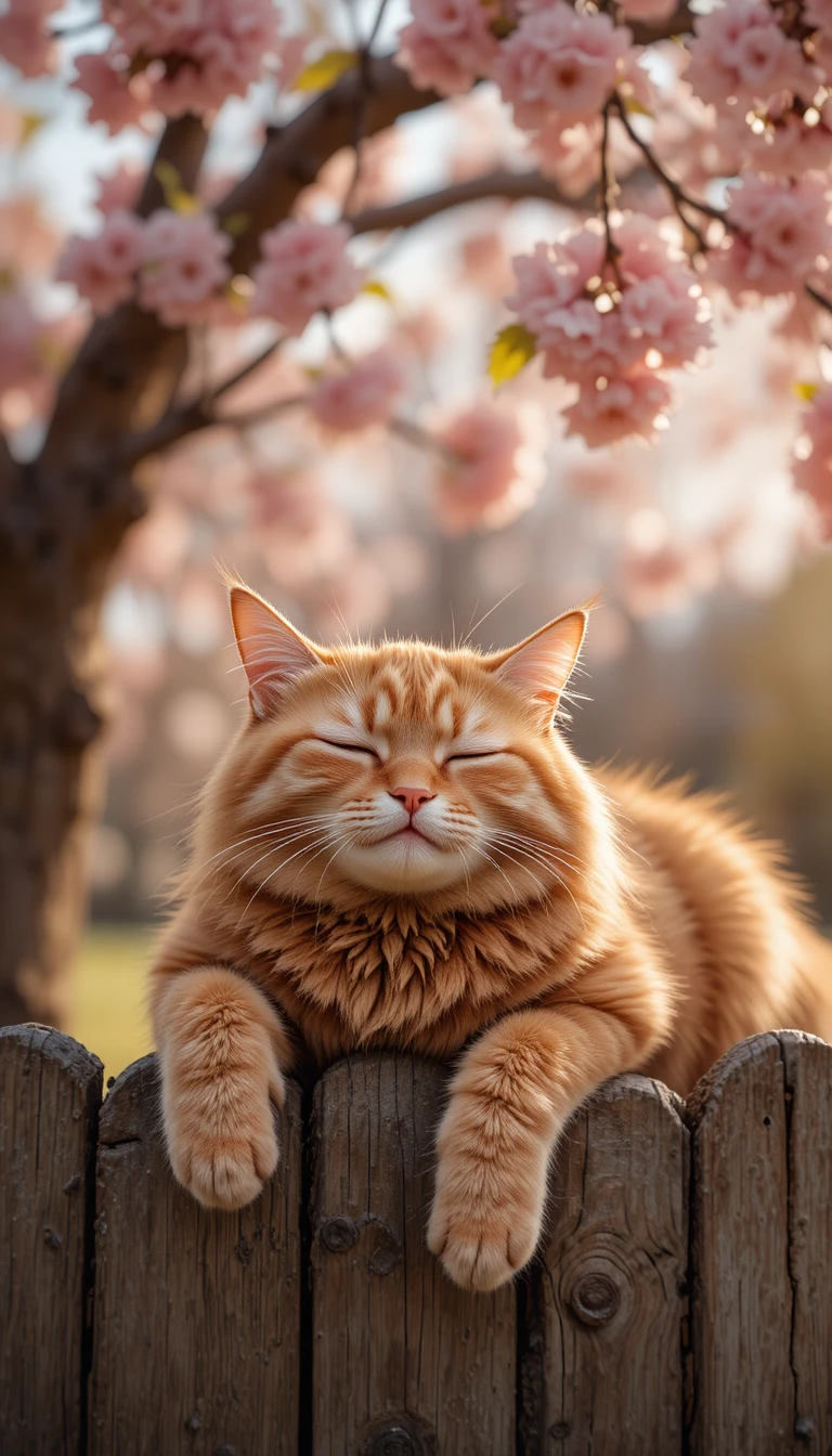 Entspannte rote Katze auf einem Holzzaun