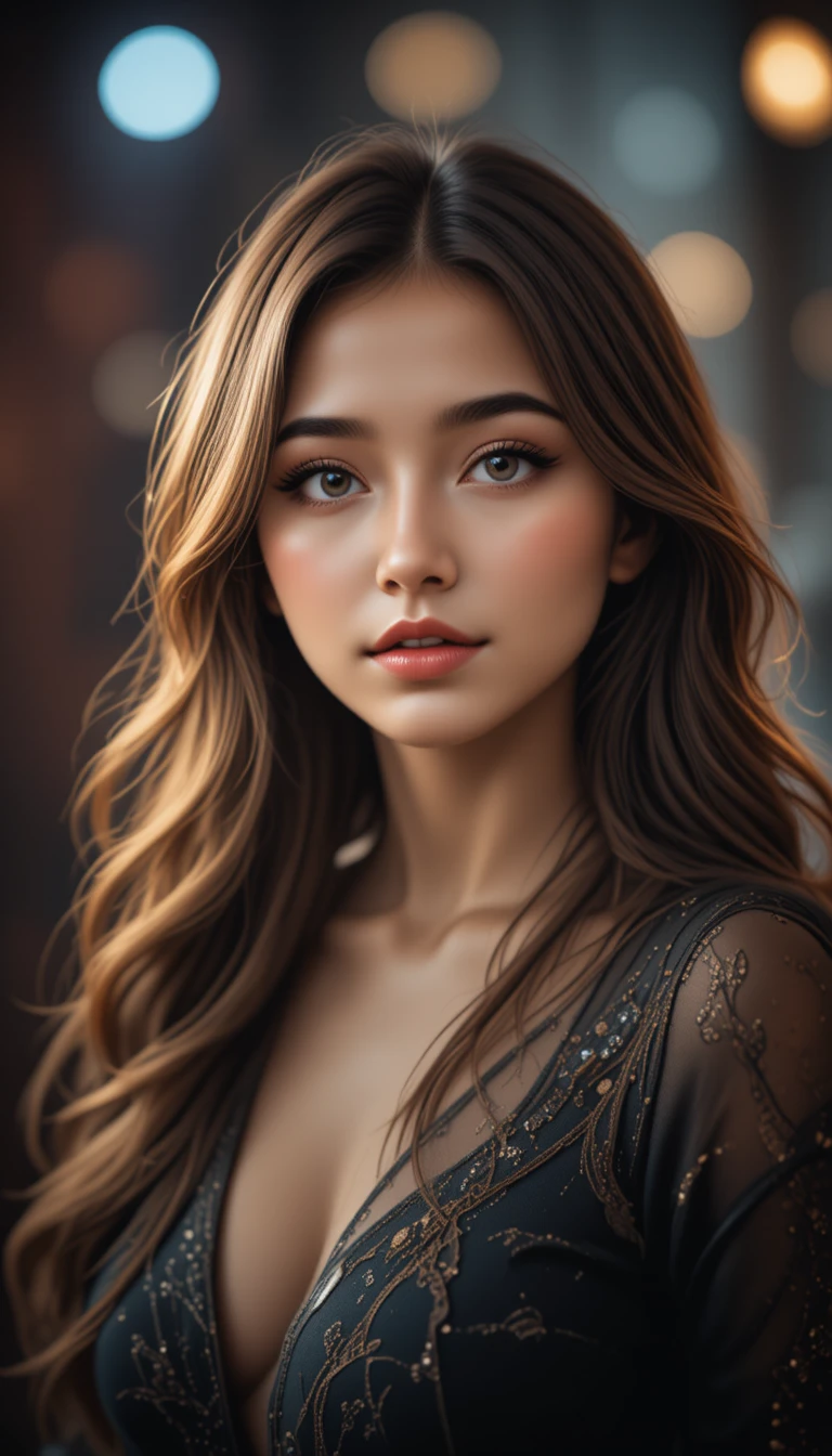 Cheerful studio portrait of a beautiful woman in medium shot