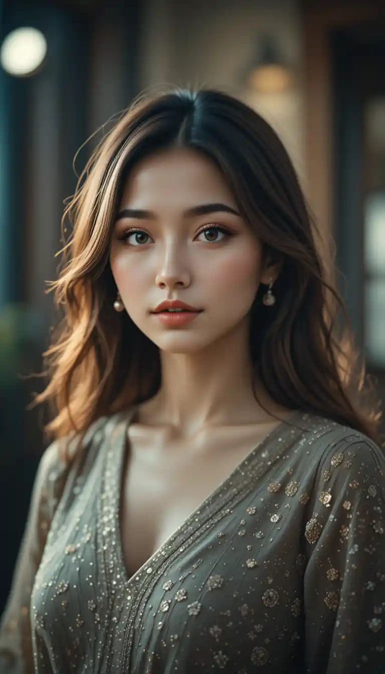 自信混血女性的開朗攝影棚人像