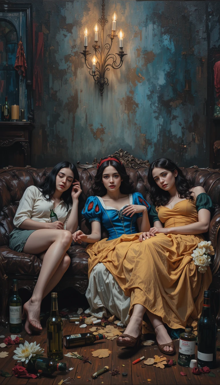 Friends Resting On A Sofa After A Late Night Party