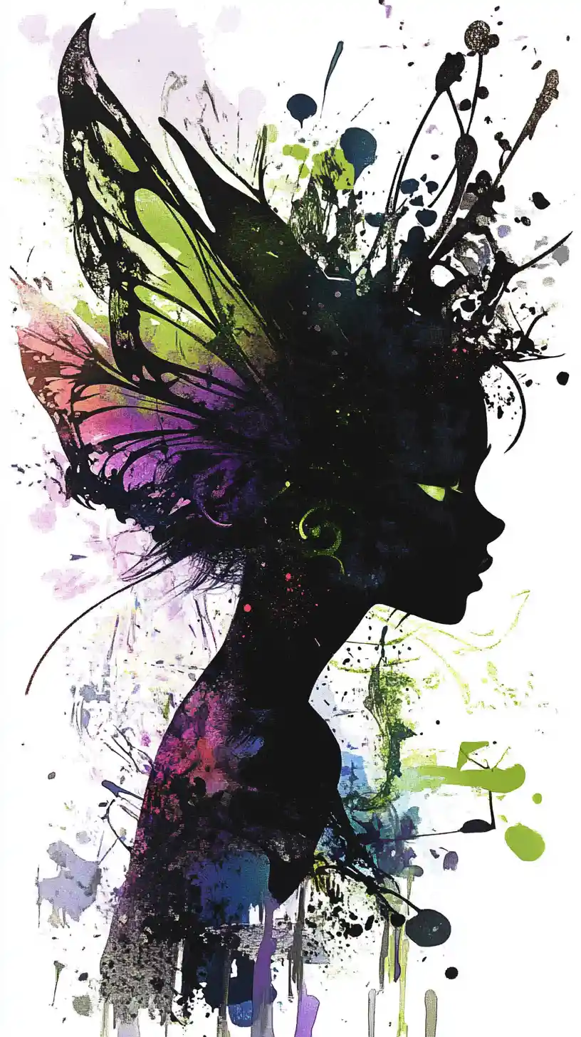 Surreal abstract portrait of a mysterious fantasy fairy girl