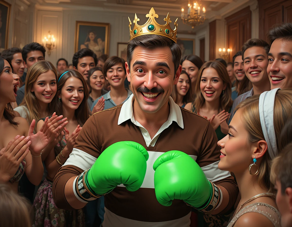 Homme avec une couronne souriant à une fille lors d’une fête en intérieur