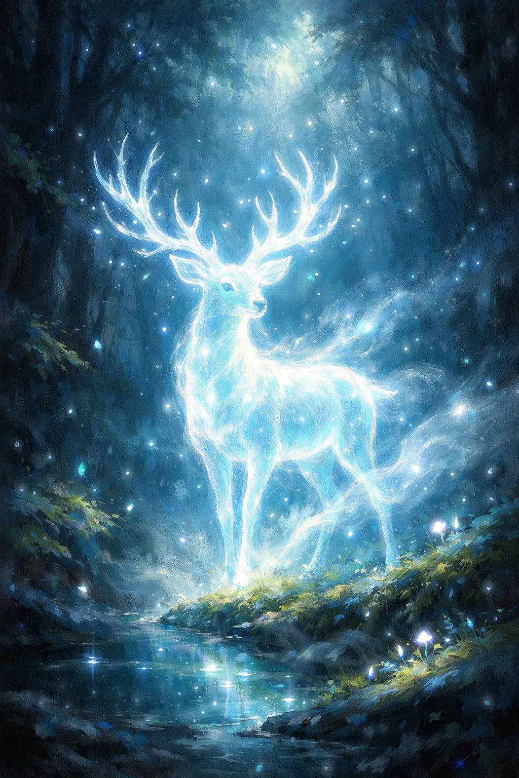 魔幻夜林中的發光靈鹿