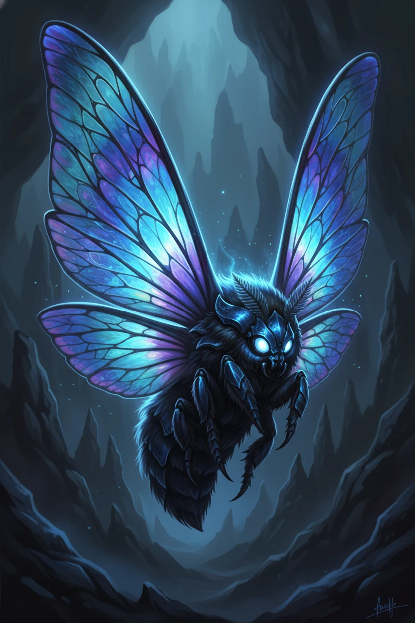 Mariposa fantástica majestosa com asas azuis iridescentes brilhantes