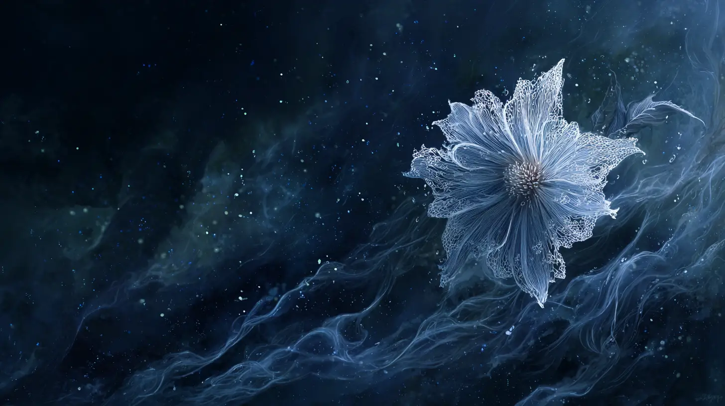 夢幻星空下的空靈花朵