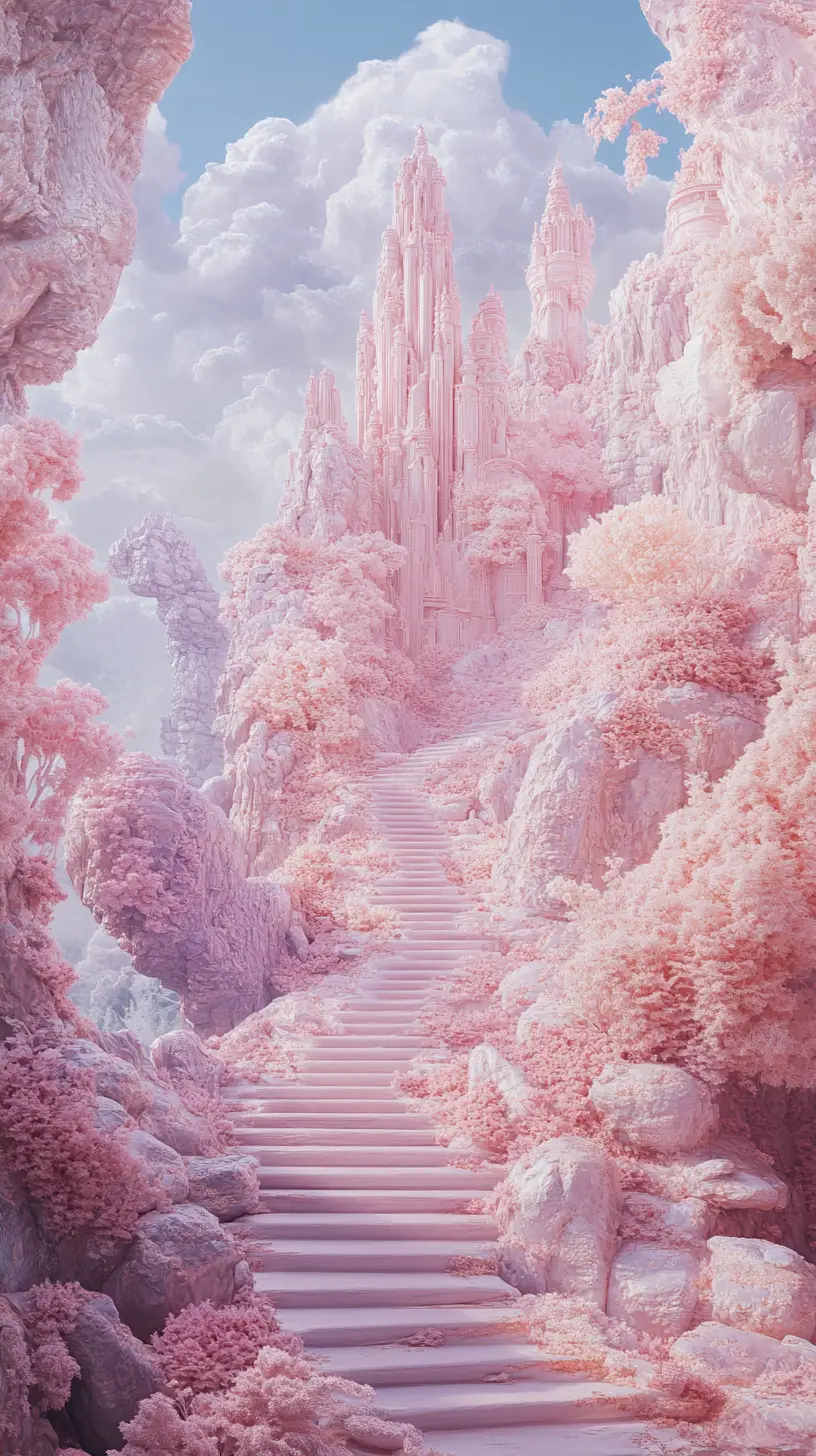 Verspielte metallische Fantasy-Illustration in lebendigen Pastellfarben