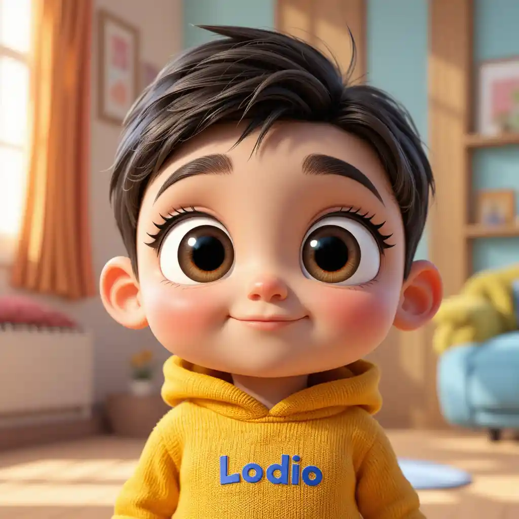 Allegra bambina 3D in stile cartoon per calendario mensile per bambini