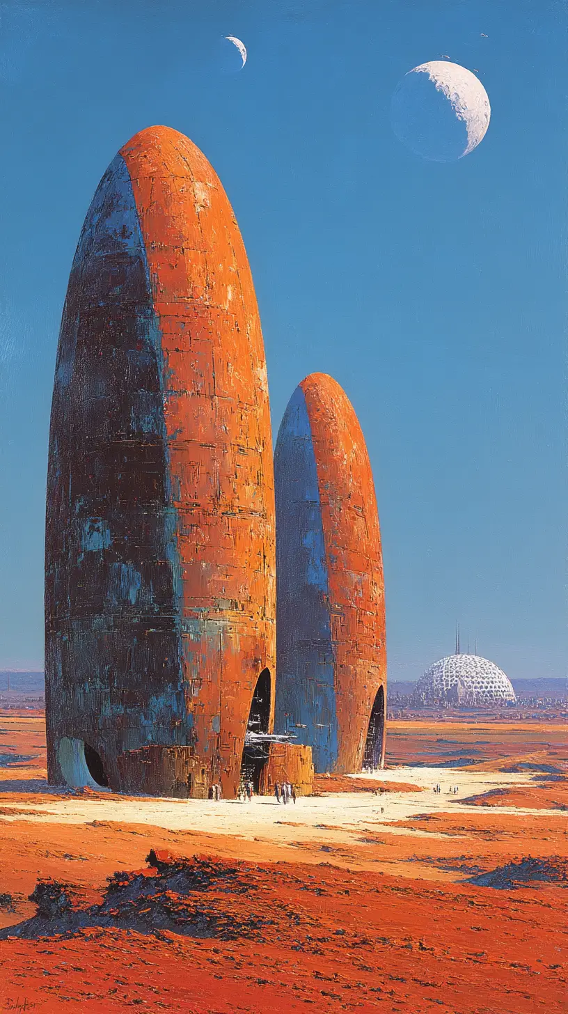 Gigantische futuristische Monolithen auf einer fernen Alienwelt