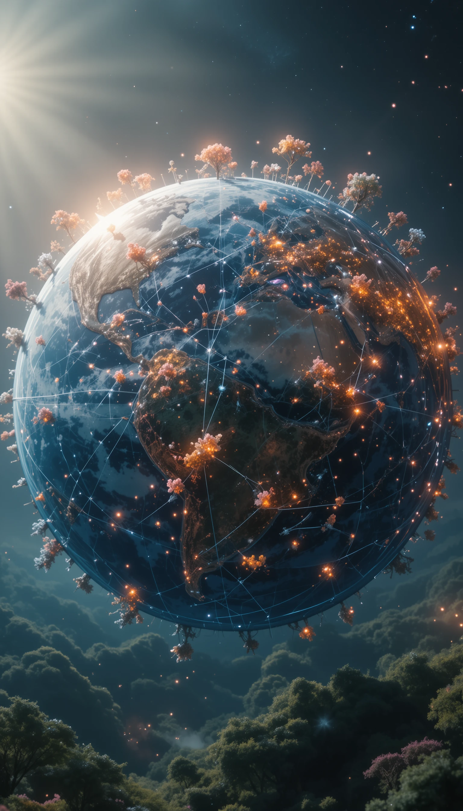 Energia primaverile che illumina la Terra in un radioso panorama planetario