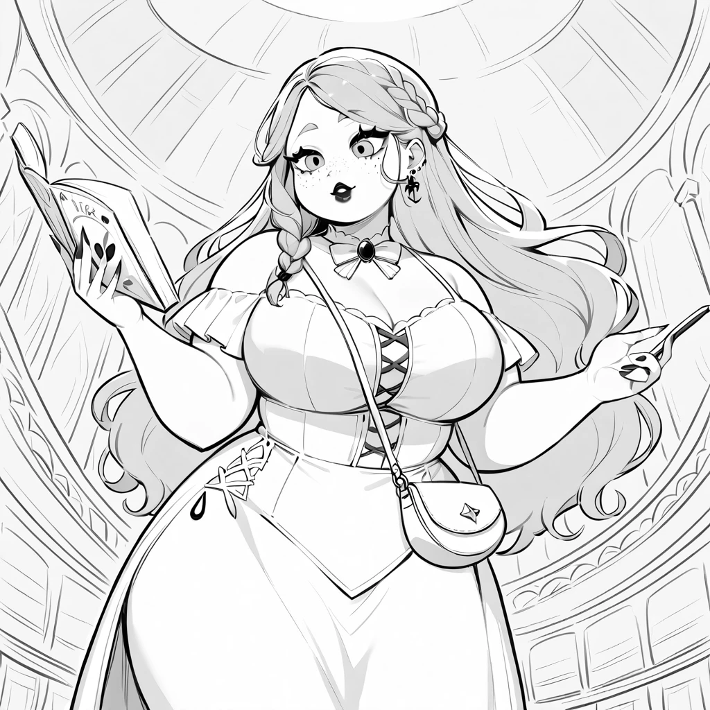 Gothic plus size teen girl with magical artistic powers