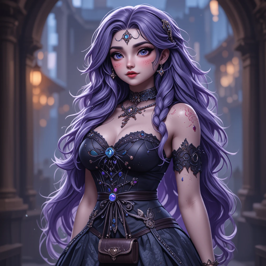 Ragazza gotica curvy adolescente con poteri magici artistici