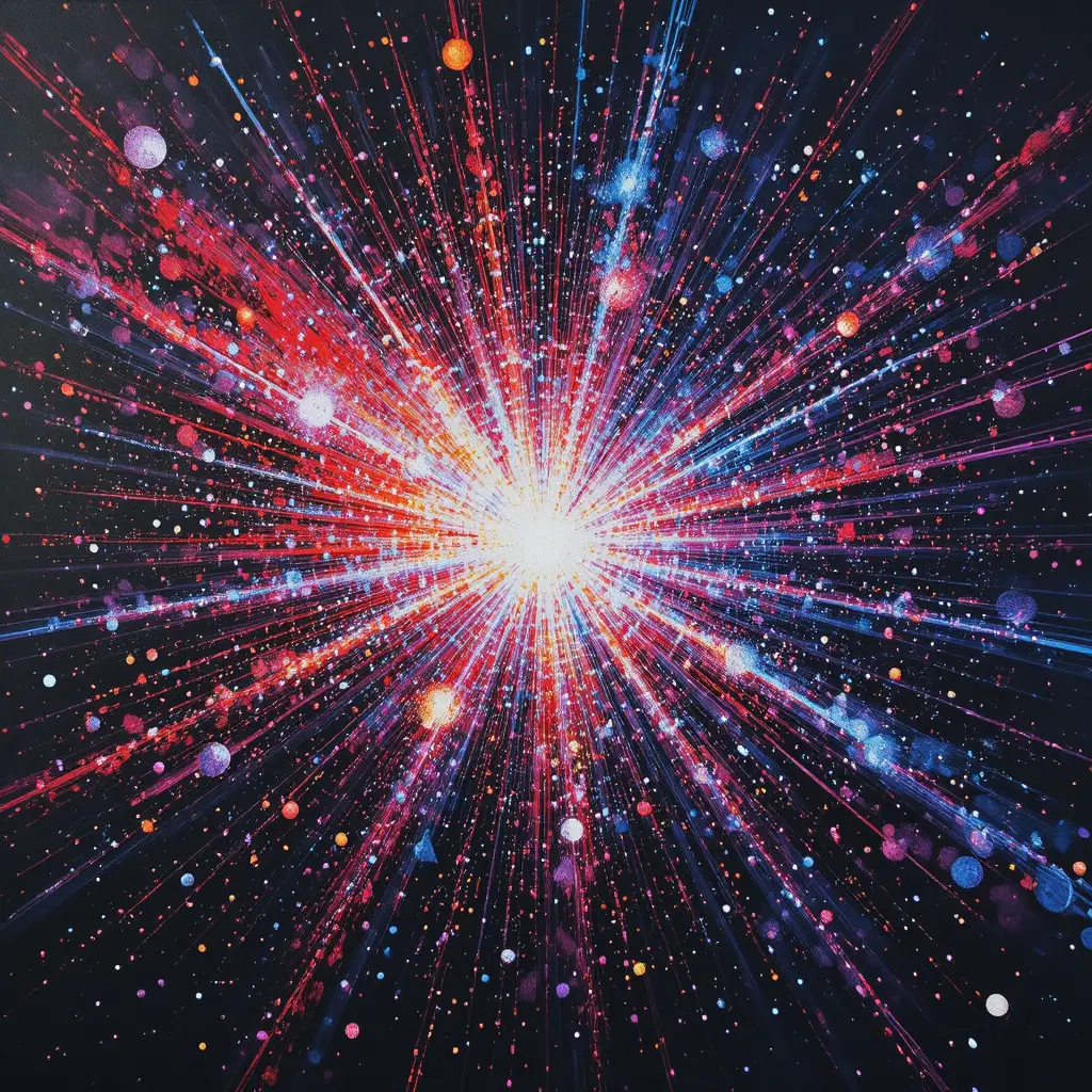 Gewaltige Supernova in lebendiger pointillistischer Tiefenraumdarstellung