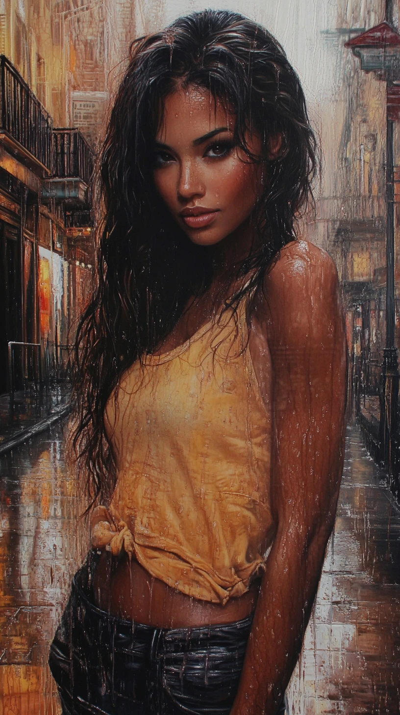Ragazza fantasy sorridente in un ritratto iperrealistico e pensieroso