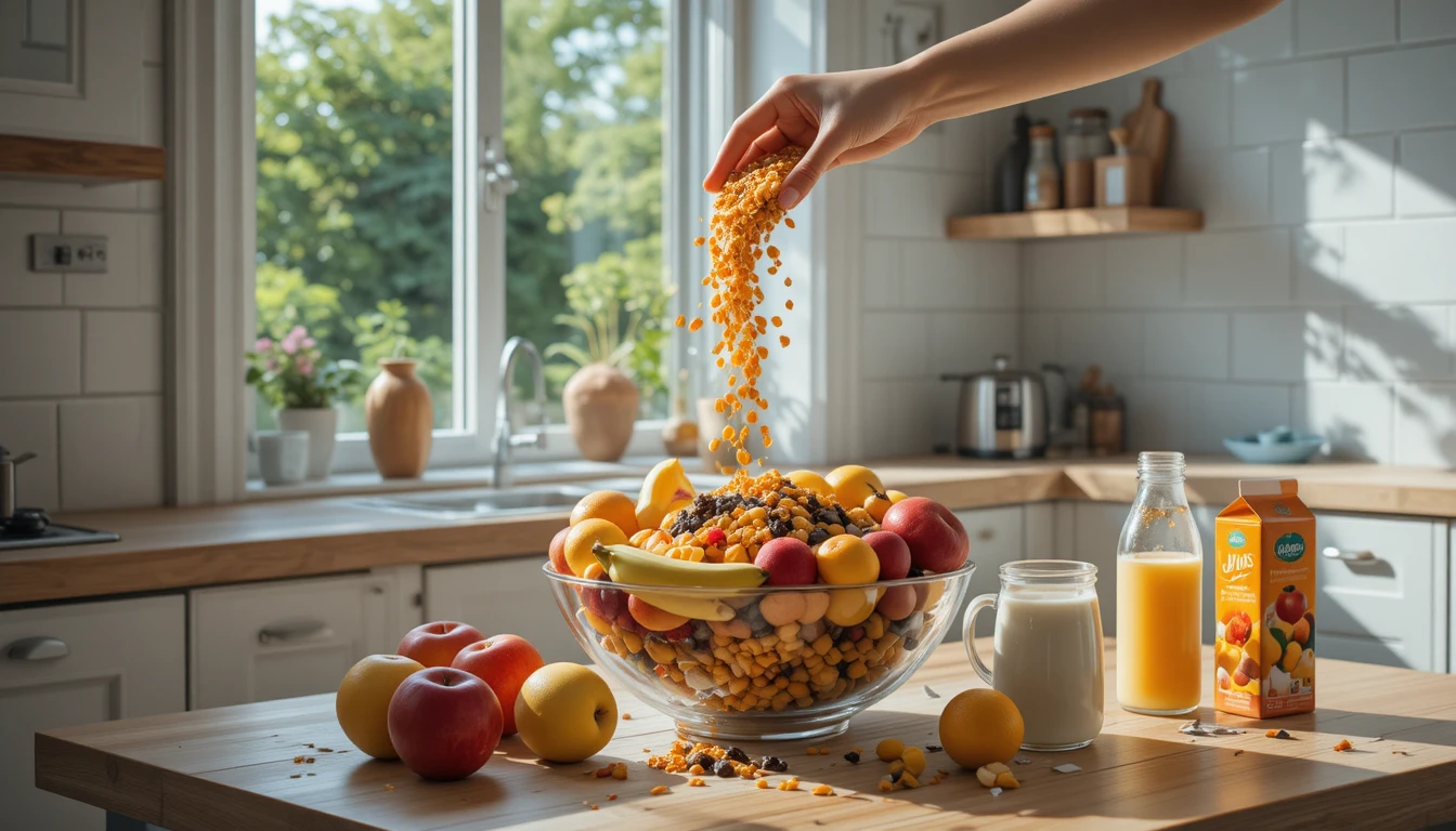 Gemütliche Frühstücksszene in einer hellen, modernen Küche