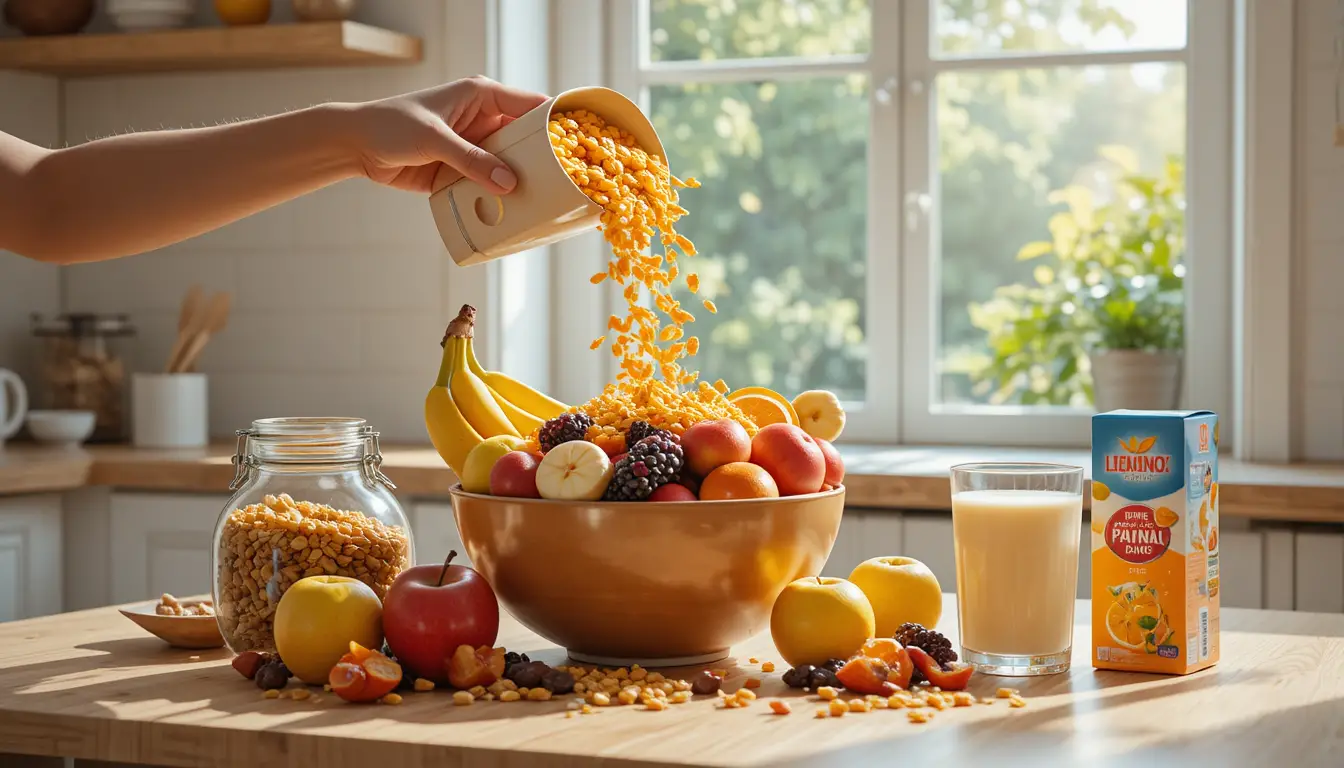 Gemütliche Frühstücksszene am Morgen in einer hellen modernen Küche