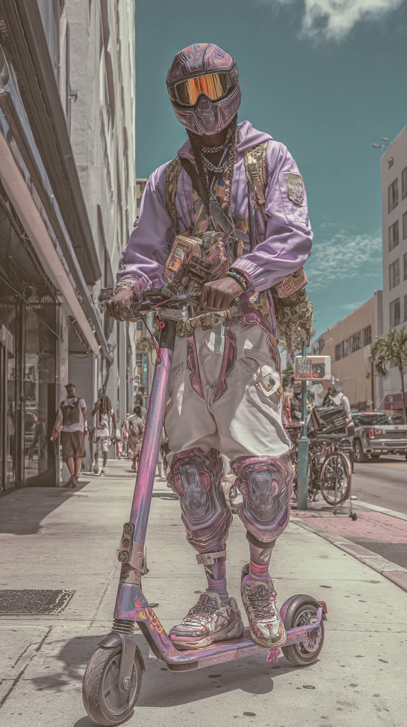 Personas en scooters recorriendo las calles de Miami