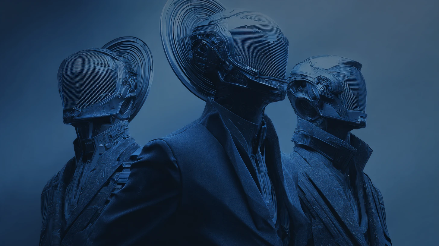 Uomo di mezza età in una scena desertica sci‑fi cinematografica