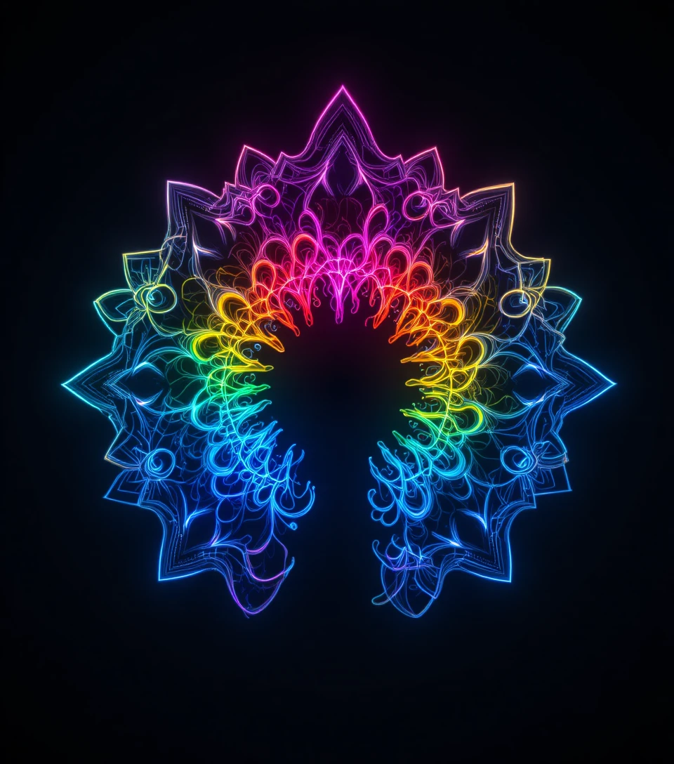 Design fractal arc-en-ciel irradiant à l’infini depuis un point central