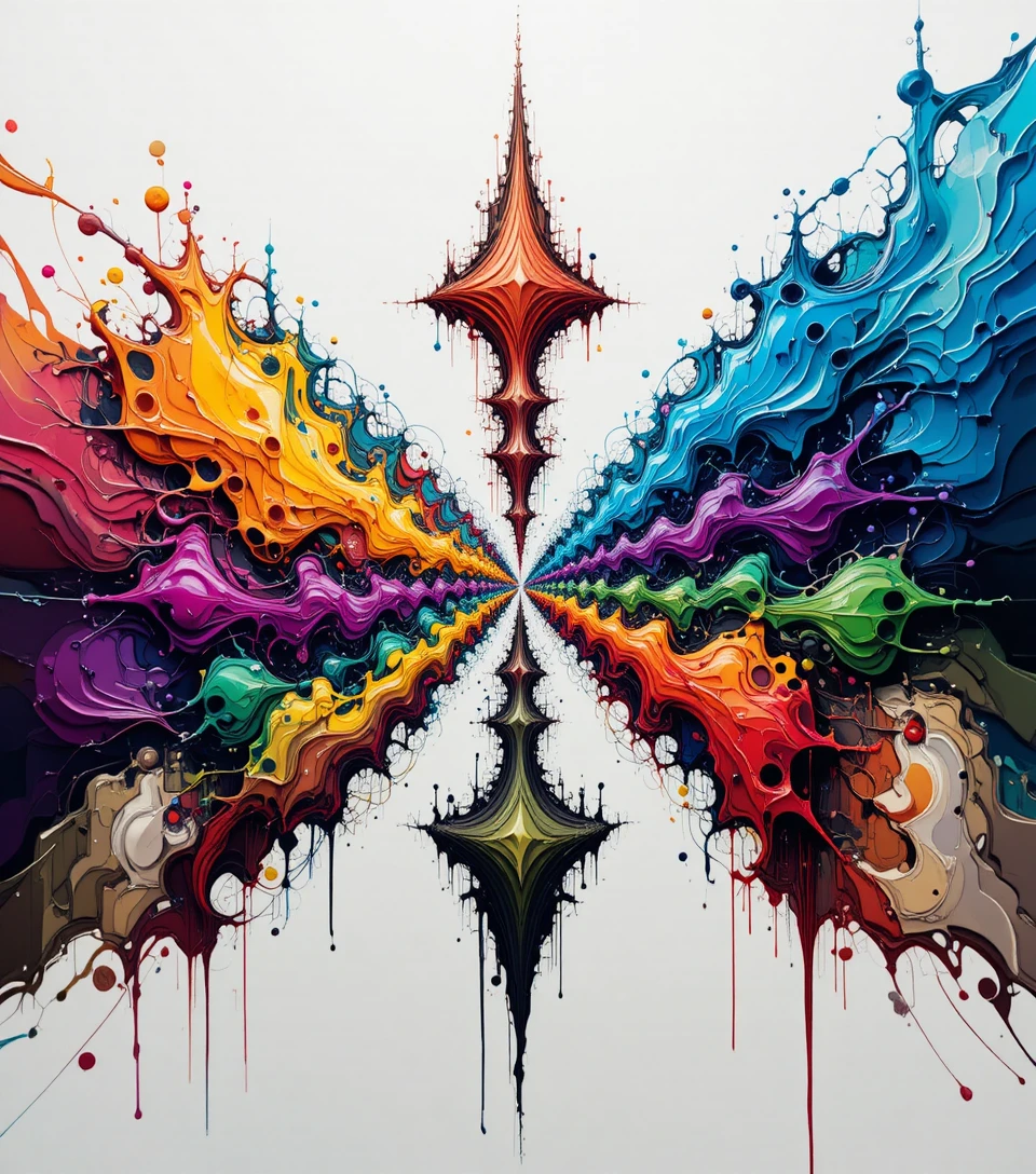 Fraktales Regenbogendesign, das sich in den unendlichen Raum ausbreitet