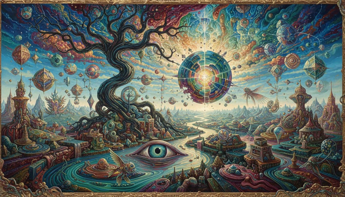 超現實夢境般的地景與鮮豔旋繞的抽象形態