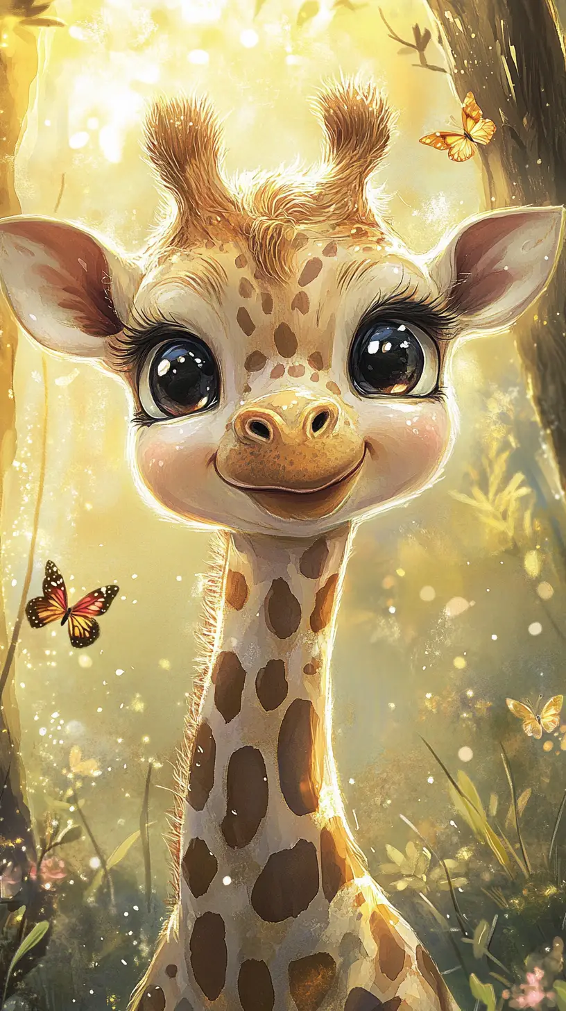 Dolce cucciolo di giraffa in arte per nursery savana ad acquerello