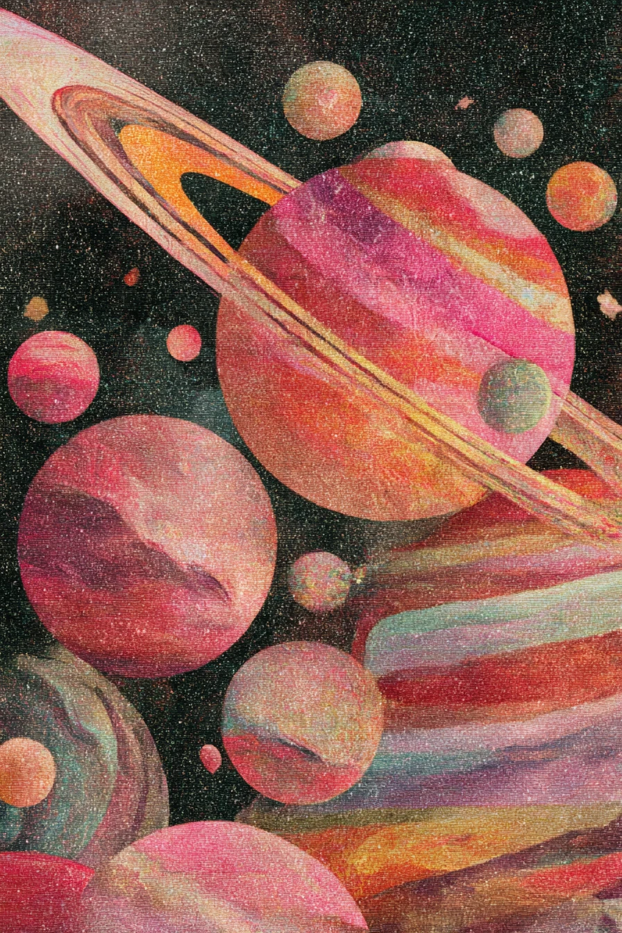 Porcos alegres mergulhando em um cosmos listrado de lã