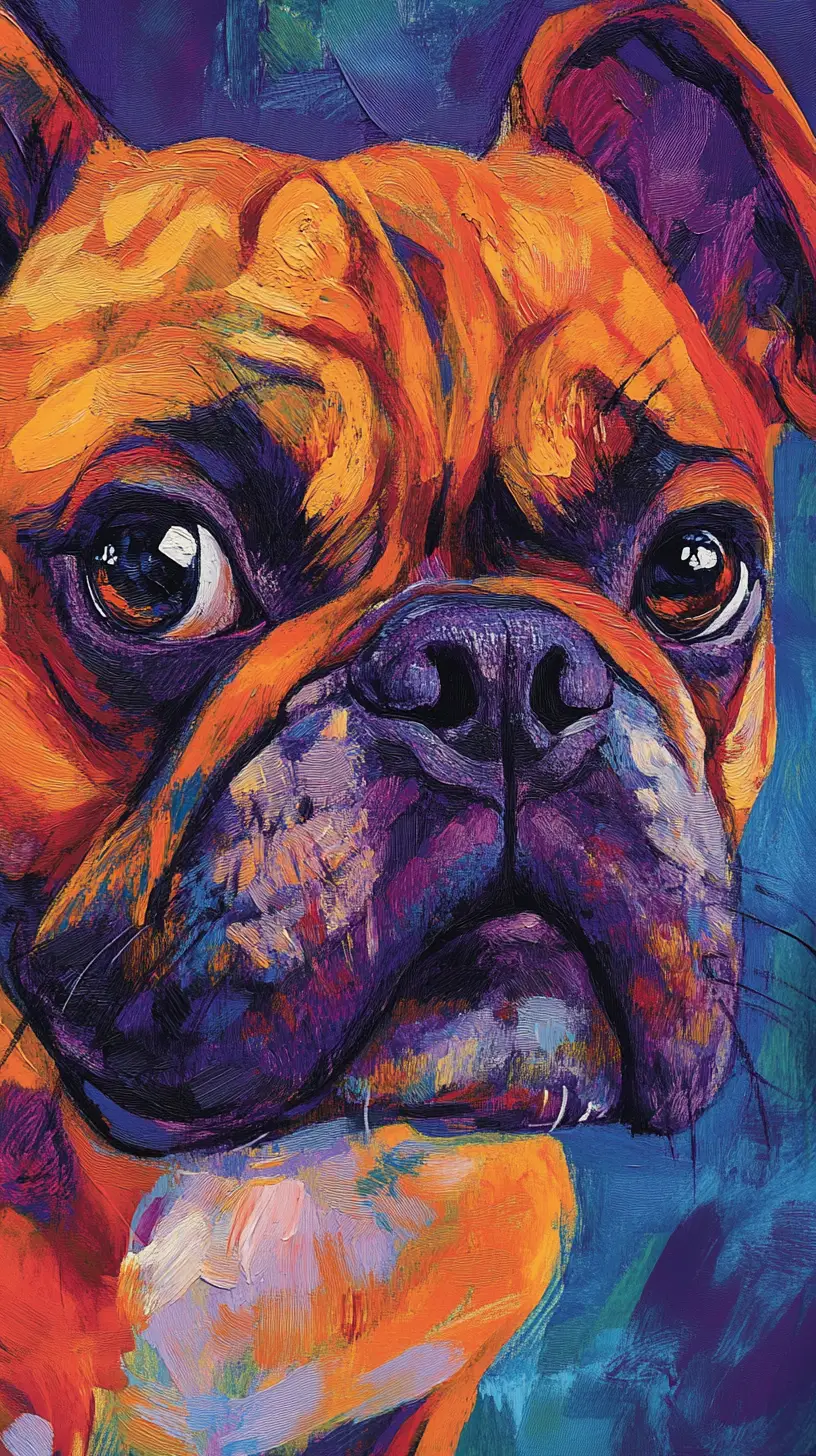 Retrato colorido en primer plano de un bulldog arrugado