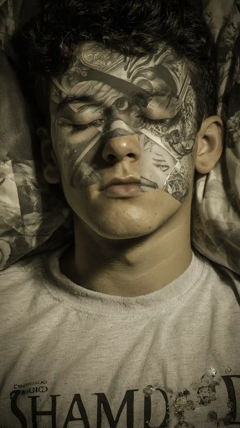 Young woman sleeping in a bedroom studio setting