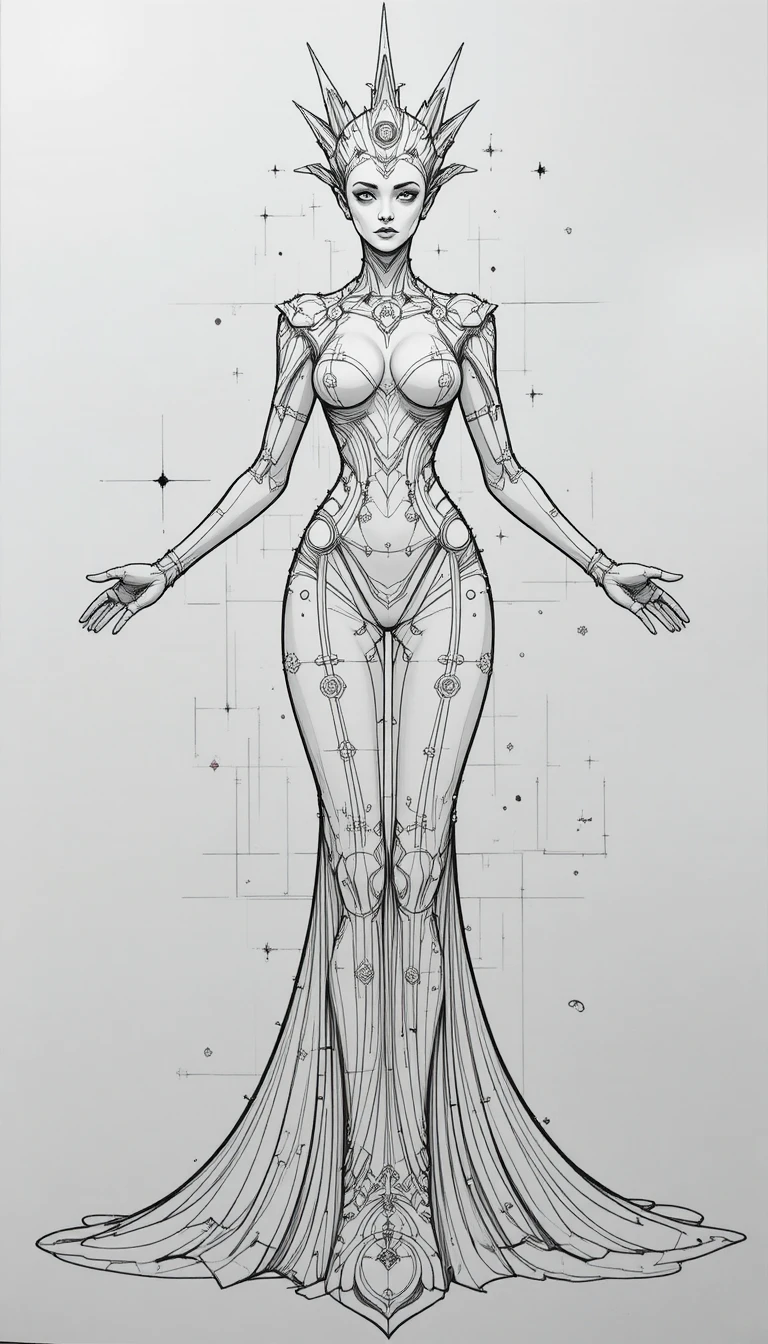 穿著黑白圖騰禮服的尊貴天界女王