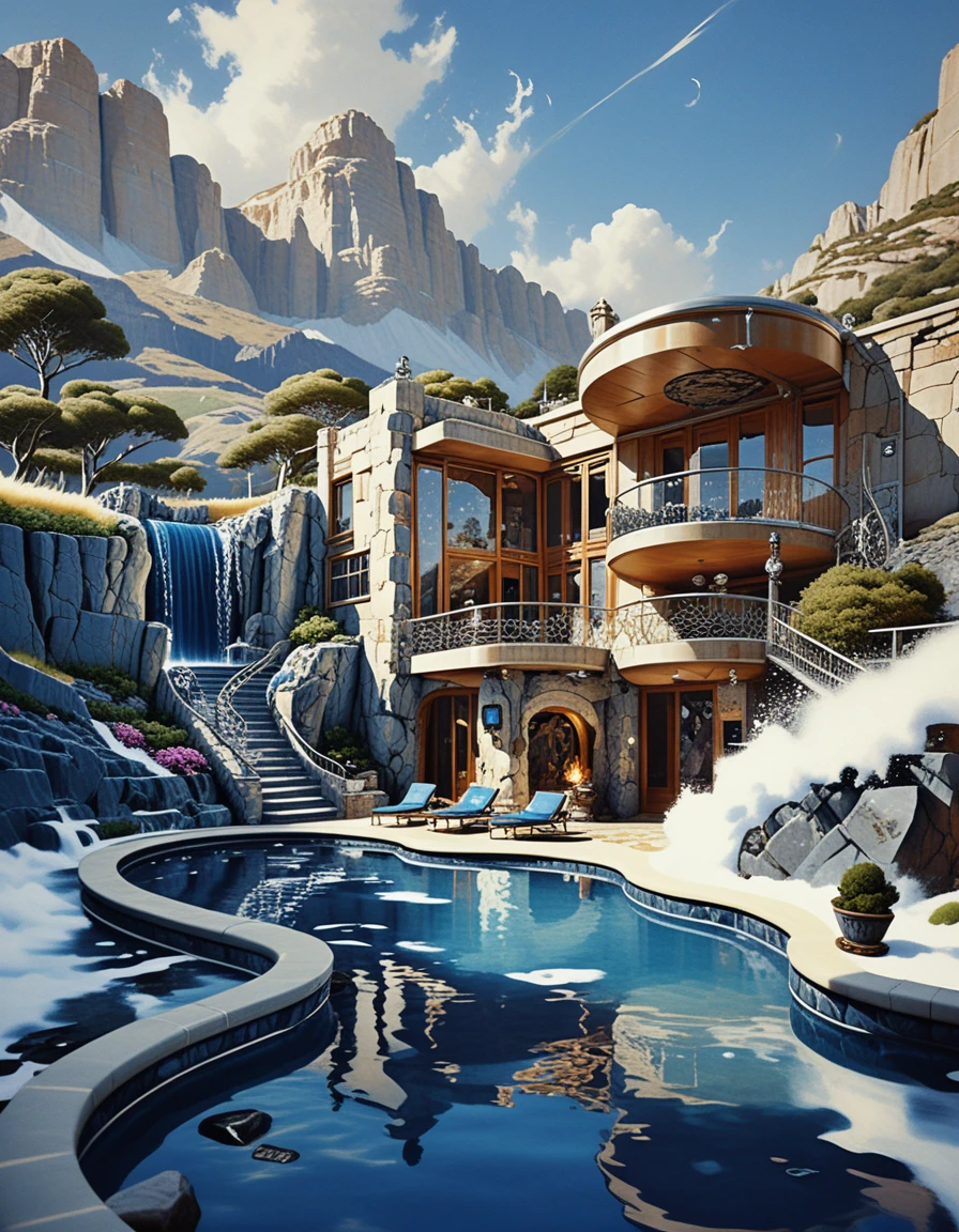 Luxuosa casa em caverna aninhada em um sereno vale montanhoso
