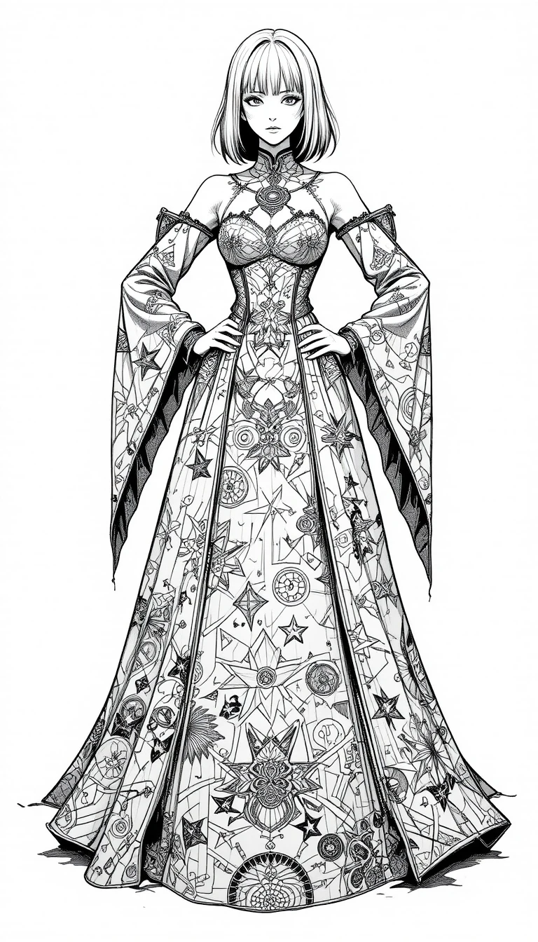 Héros de manga androgyne en costume fantastique à motifs d’étoiles