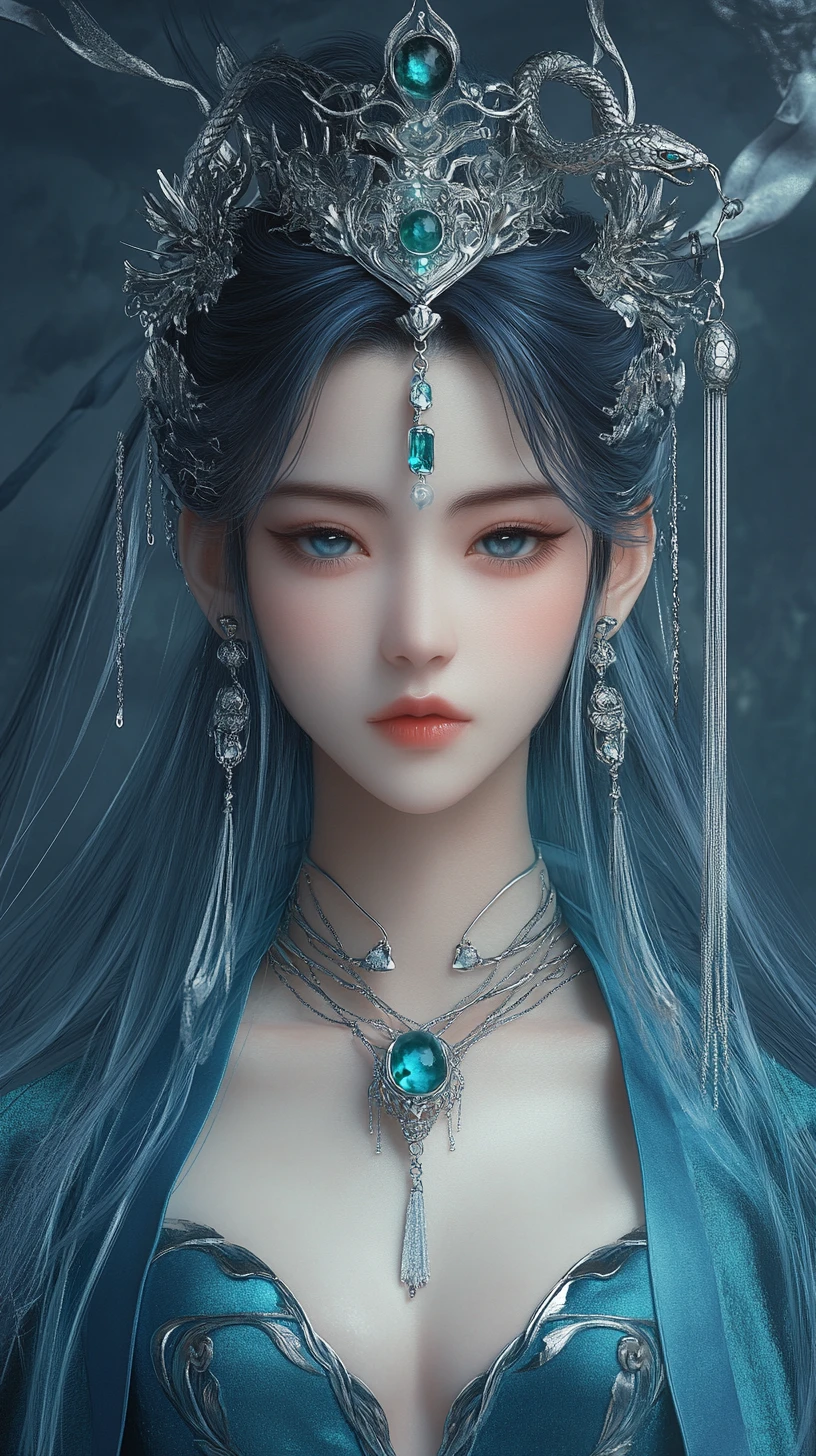 Reine éthérée au clair de lune avec couronne d’argent et cape de velours