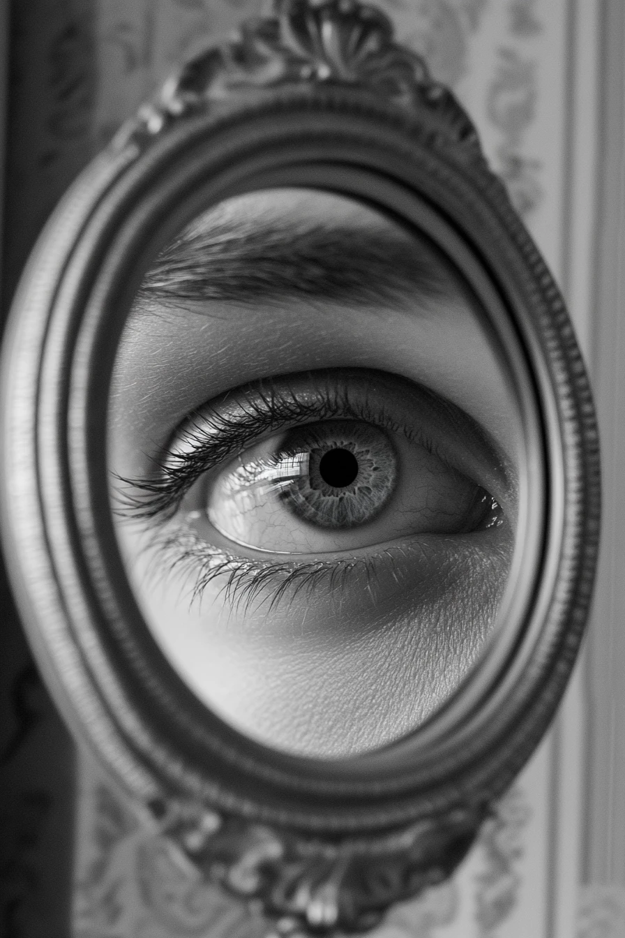 Olhos humanos misteriosos que guardam segredos interiores ocultos