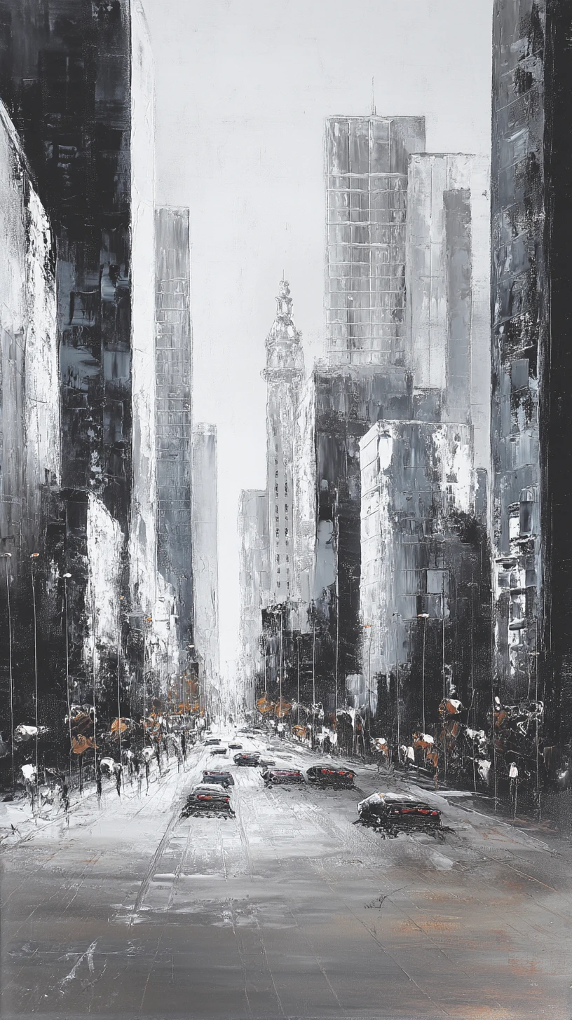 Pintura expressiva a pincel seco de uma paisagem urbana