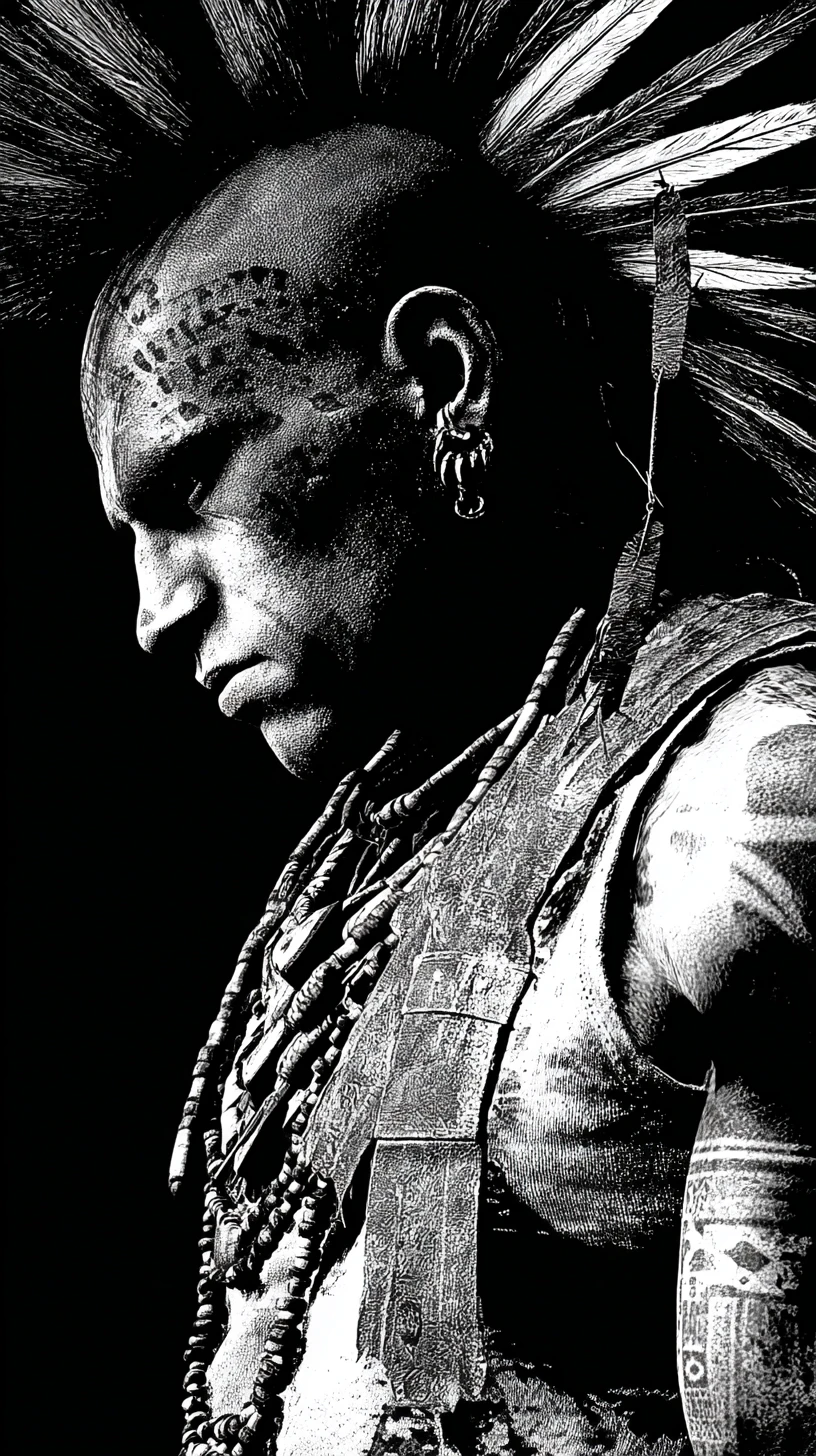 誇り高きアパッチ戦士の大胆なモノクロ・パンクノワールスタイル