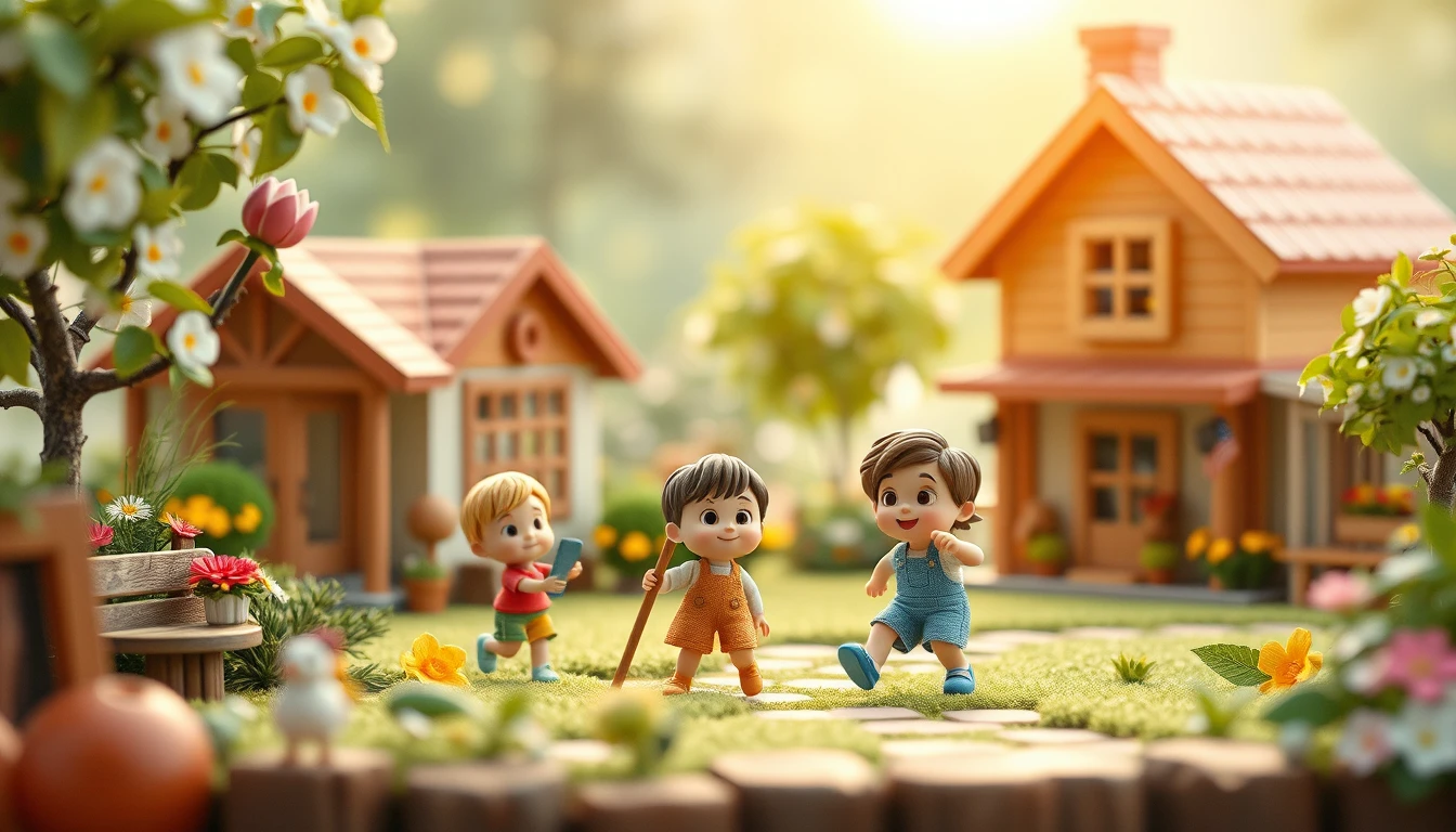 Enfants joyeux jouant dans une aire de jeux extérieure colorée