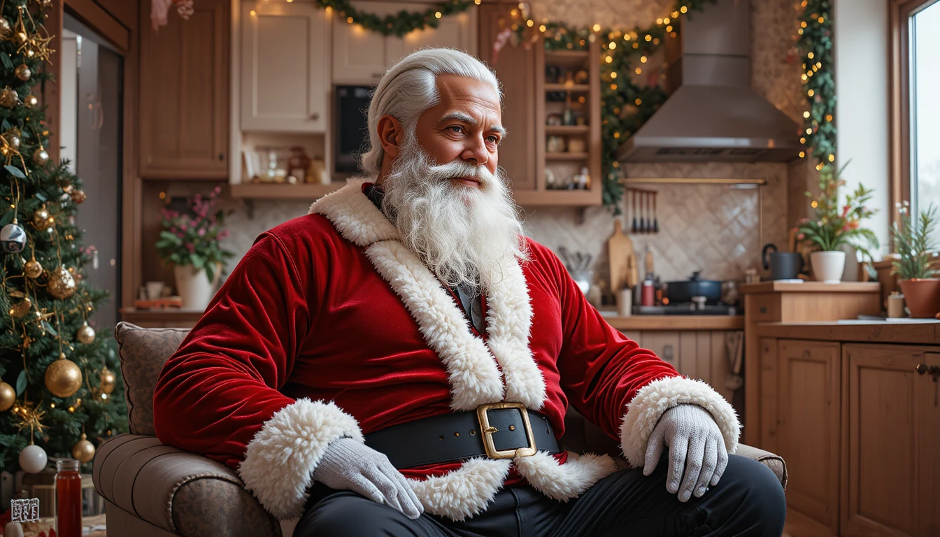 Smiling young boy with Santa in a warm Christmas scene