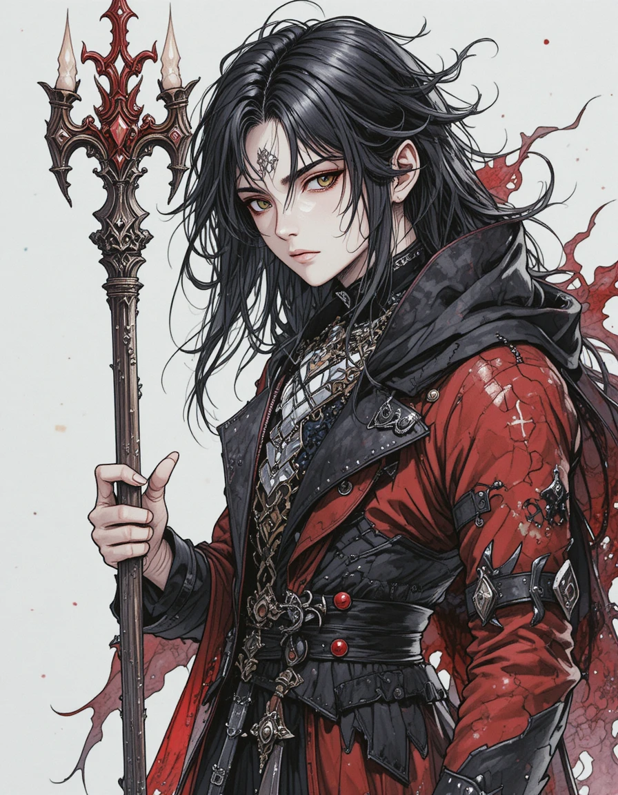 Lorde vampiro desenhado à mão em ilustração de fantasia japonesa