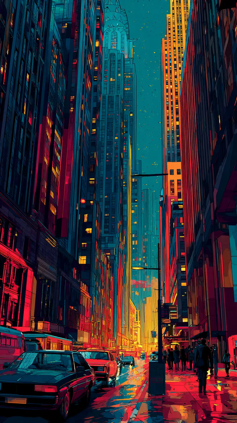 Intensive GTA-Style-Digitalkunst einer Stadtstraße