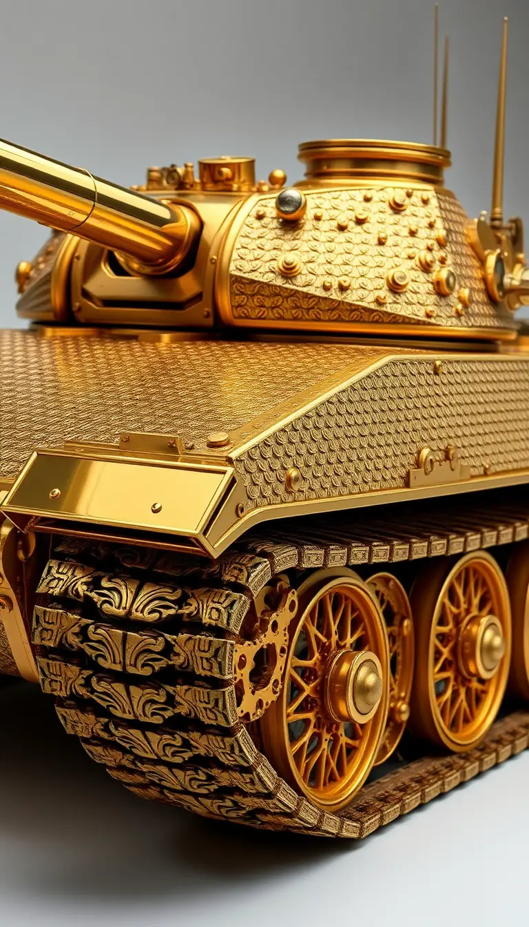 Steampunk-M1-Abrams-Panzer mit kunstvollen goldenen Rüstungsdetails