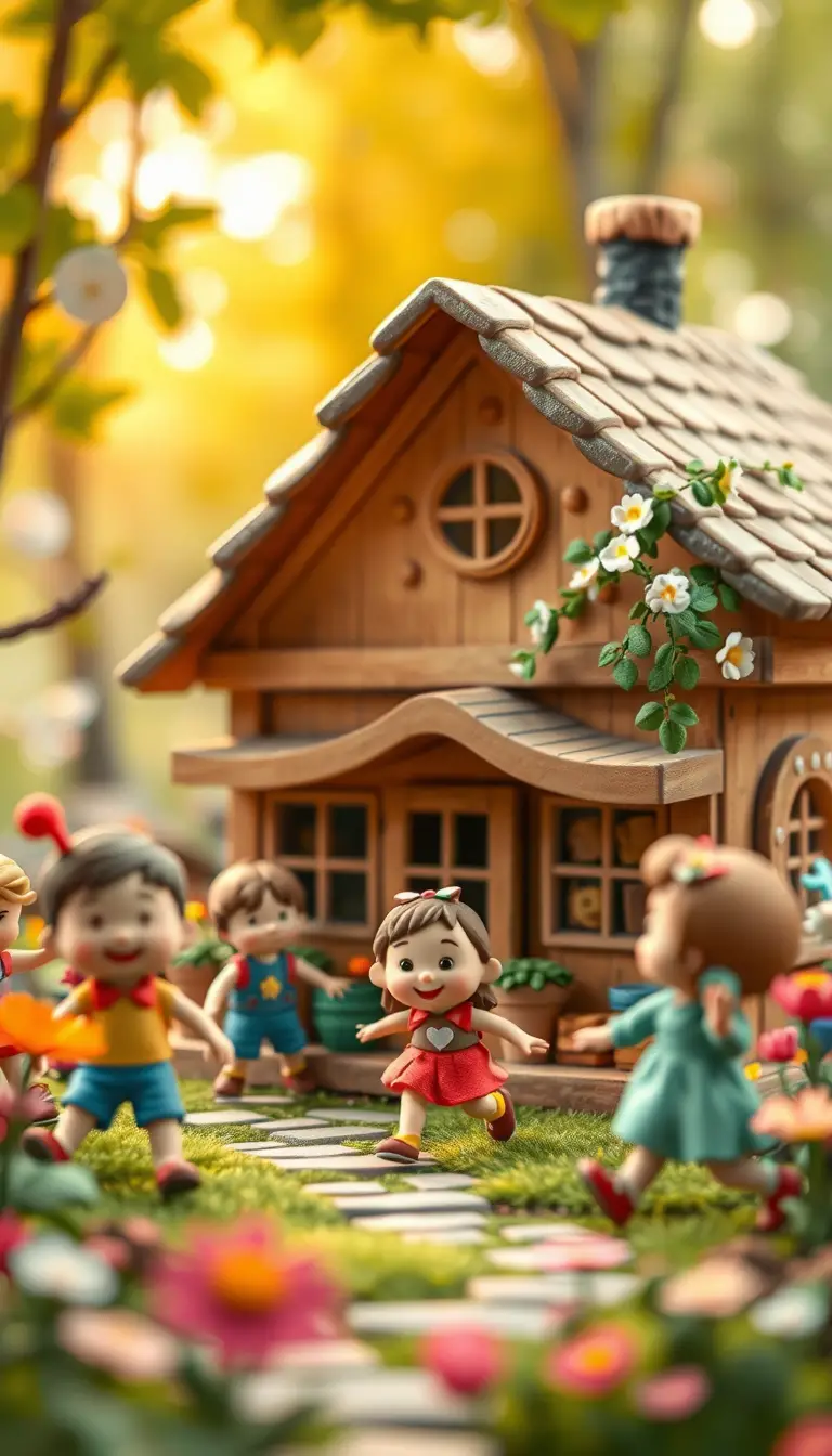 Fröhliche Kinder spielen auf einem bunten Sommer-Spielplatz