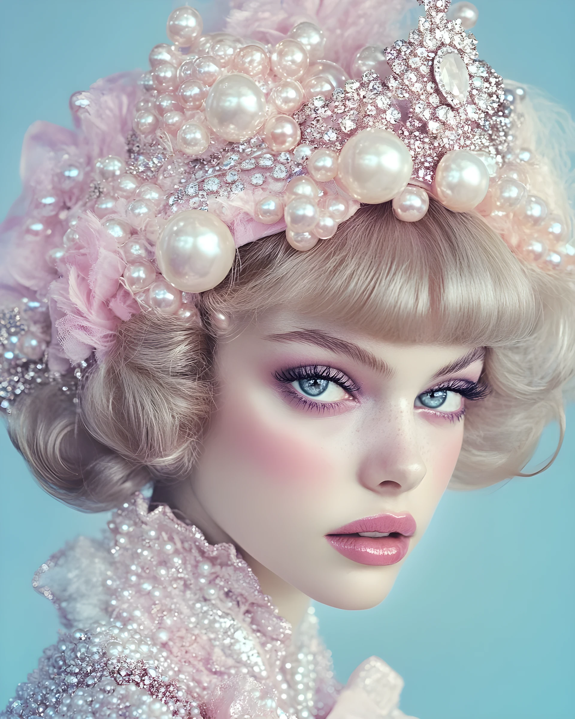 Mulher fashion nacarada com cabelo sedoso e ondulado – retrato