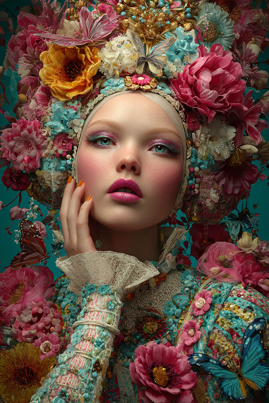Mulher vintage nostálgica com estética onírica e surreal