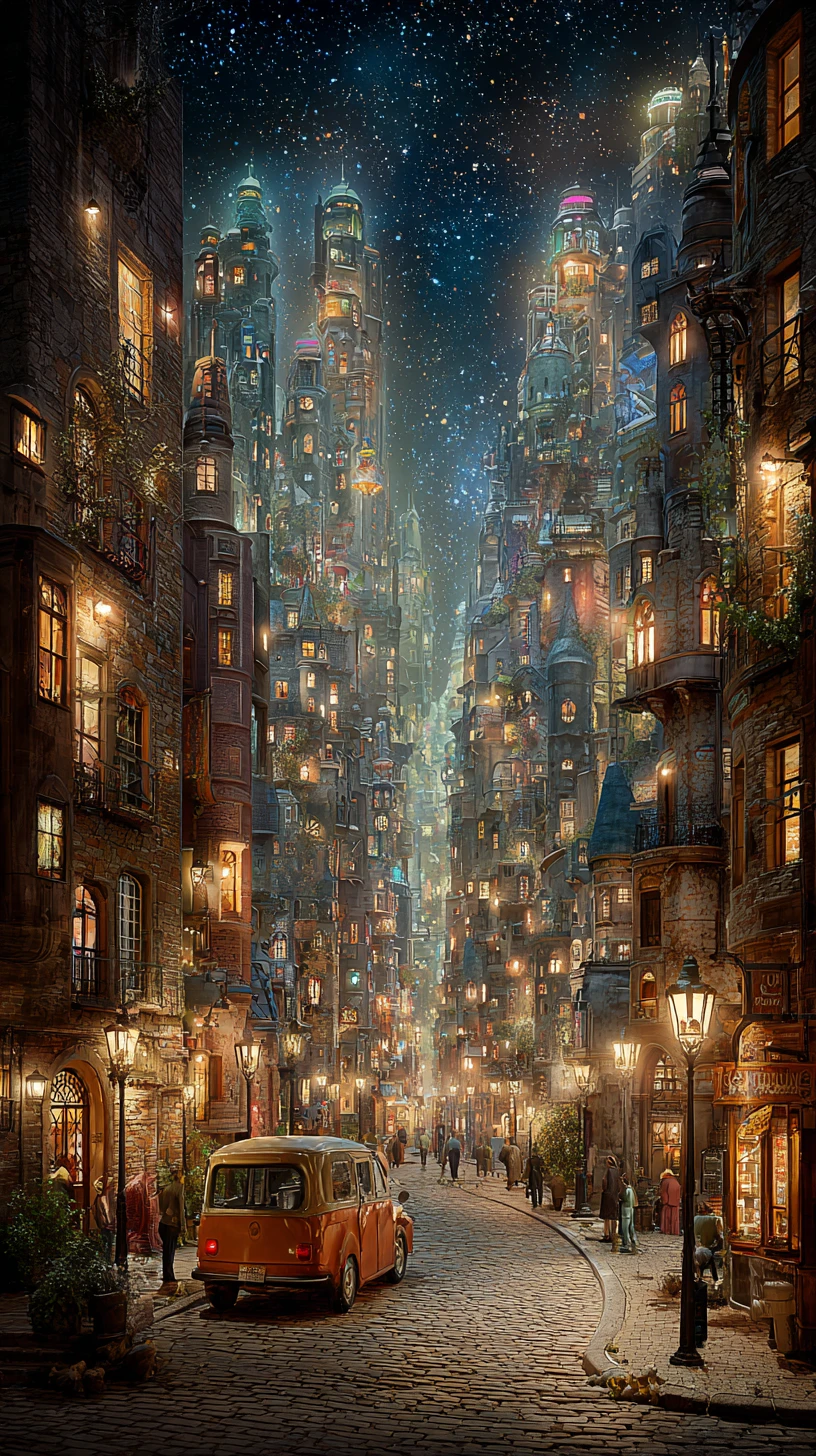 Vibrant cyberpunk city street glowing with neon lights
