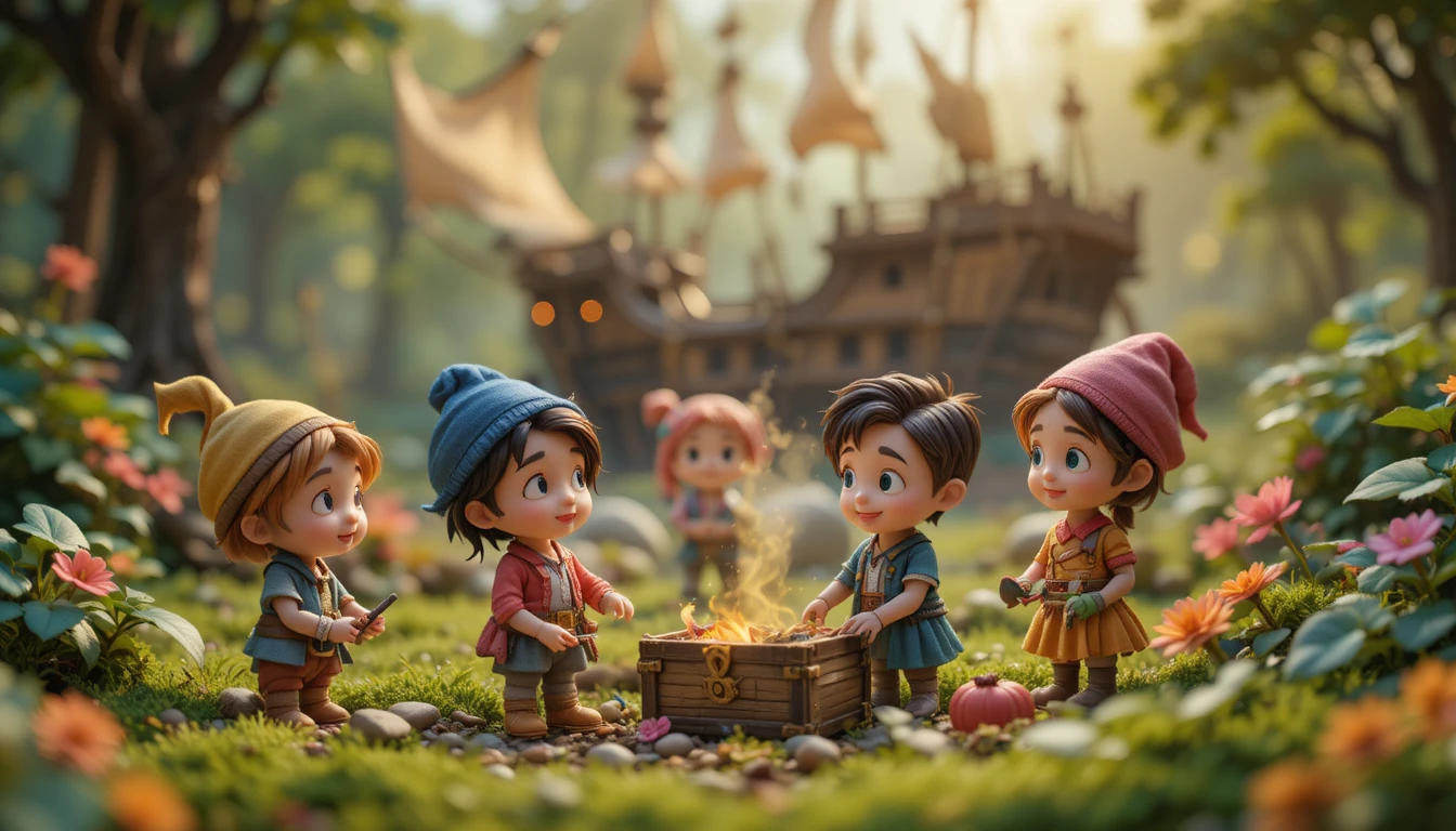 Playful clay characters at a cozy forest kindergarten