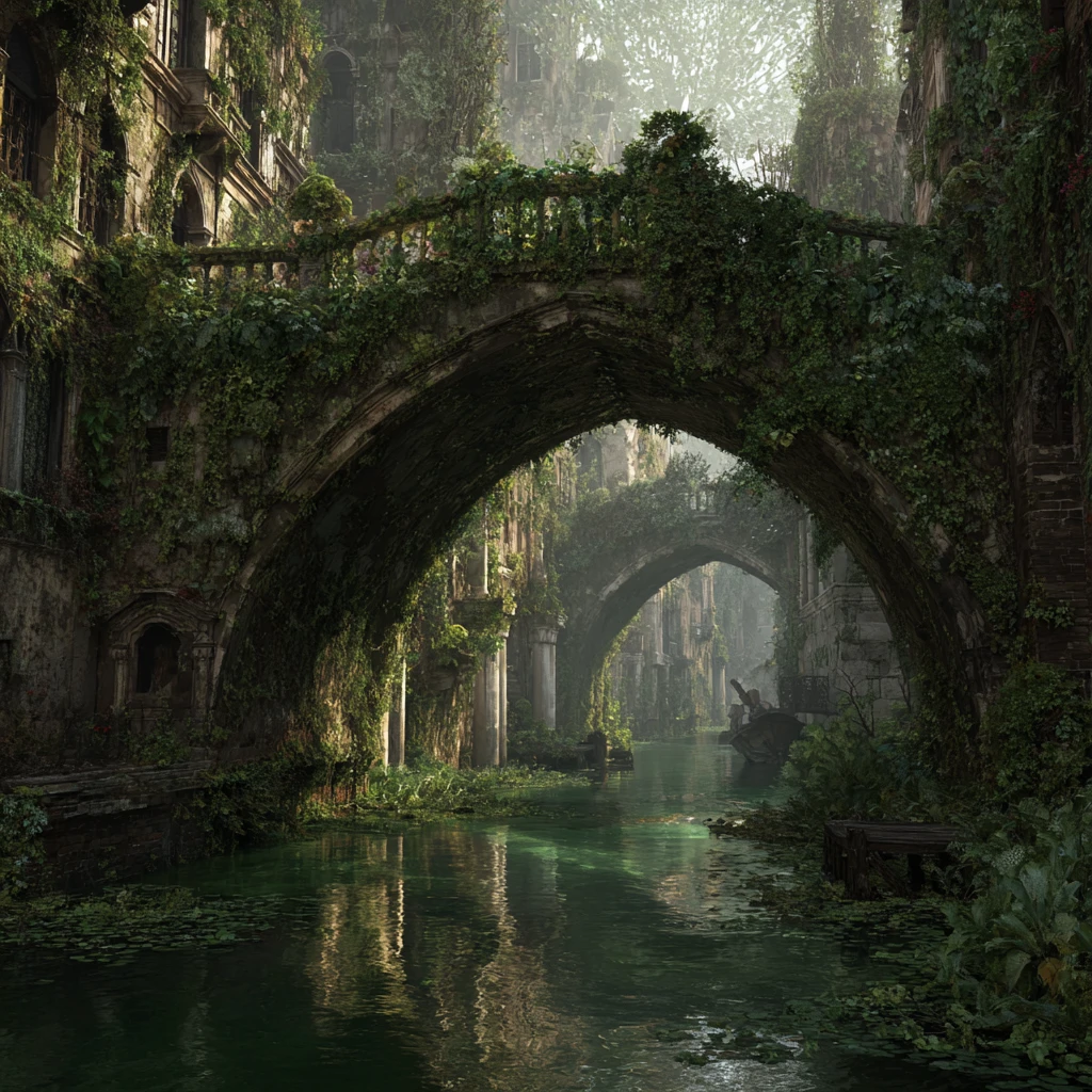 被苔蘚覆蓋的魔幻霧林裡里亞托橋